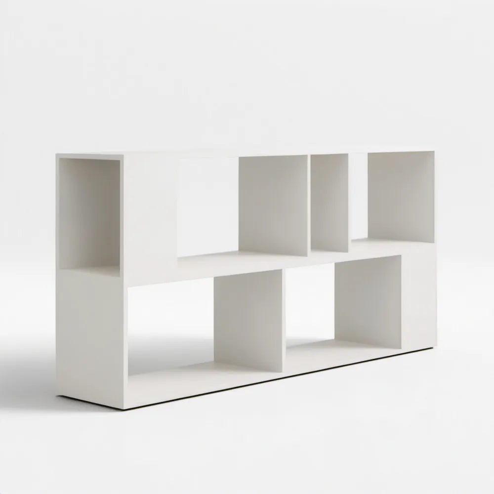 Biały regał z płyty MDF 120 x 30 x 90 cm z 6 otwartymi wnękami