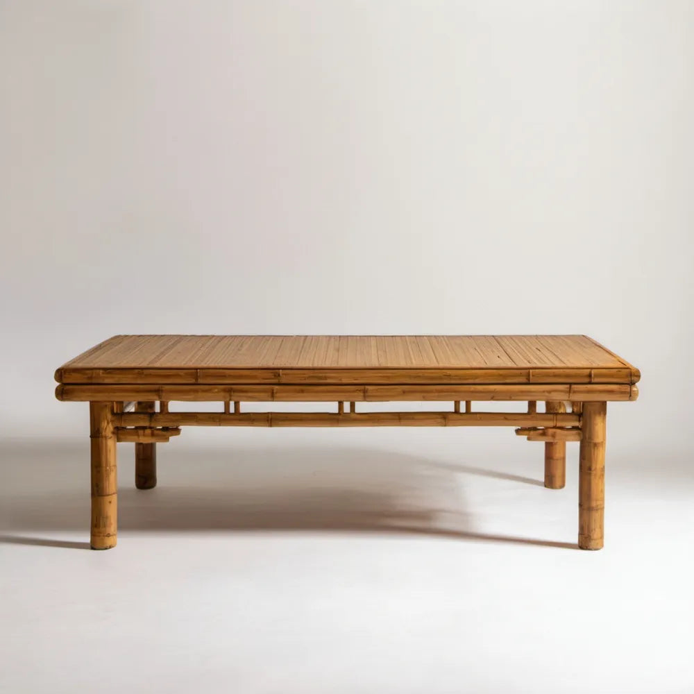 Bambusowy stolik kawowy naturalny brąz, prostokątny, 120 x 60 x 45 cm