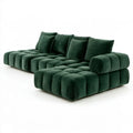 Ciemnozielona sofa narożna w kształcie L z szezlongiem, aksamit poliestrowy, 300 x 180 x 82 cm