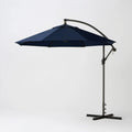Boczny parasol ogrodowy granatowy z czarną stalową konstrukcją, Ø 300 cm, wysokość 245 cm