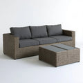 Zestaw wypoczynkowy z technorattanu, szarobrązowy/ciemnoszary, sofa 200 x 75 x 70 cm i stolik 100 x 60 x 35 cm