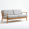 Dwuosobowa sofa z litego drewna bukowego, jasnoszara i naturalnie brązowa, 145 x 75 x 78 cm