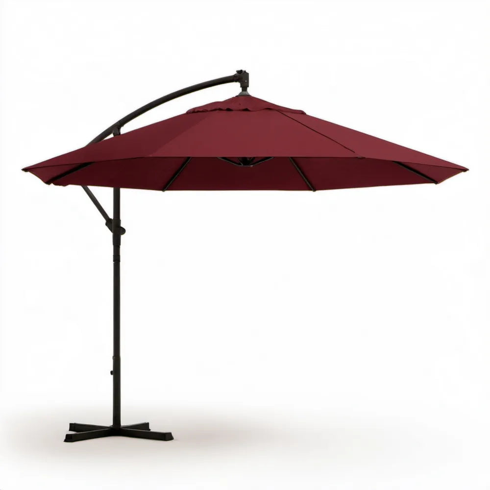Bordowo-czarny wiszący parasol ogrodowy z poliestru 300 x 300 cm