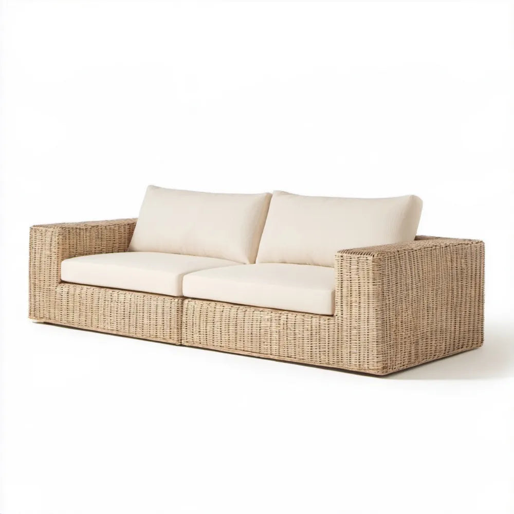 2-osobowa sofa ogrodowa z technorattanu PE Beżowa/Kremowa 180 x 85 x 75 cm