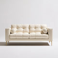 Kremowa sofa trzyosobowa ze złotymi nogami, 220 x 90 x 82 cm