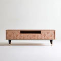 Szafka RTV z litego drewna mango jasnobrązowa/czarna/złota 160 x 40 x 55 cm