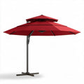 Czerwony parasol ogrodowy boczny z podwójnym daszkiem 300 × 300 × 250 cm