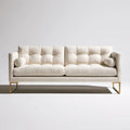 Kremowa sofa trzyosobowa ze złotymi nogami, 220 x 90 x 82 cm