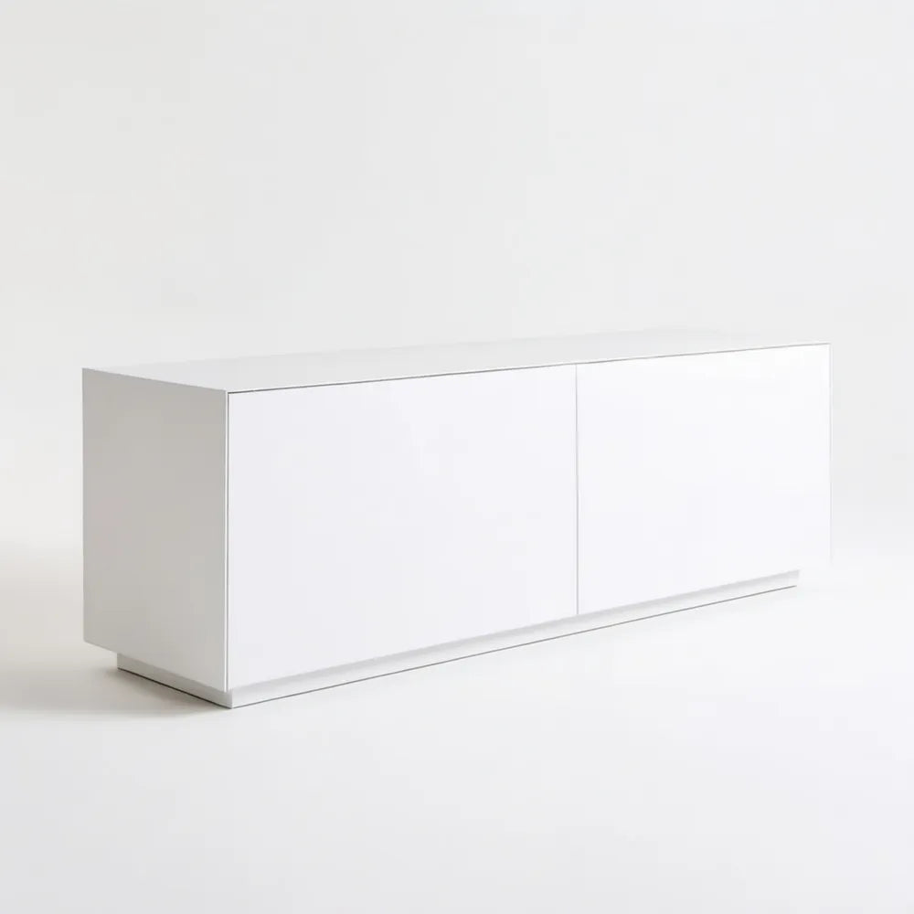 Biała szafka RTV z laminowanej płyty wiórowej 160 × 40 × 60 cm