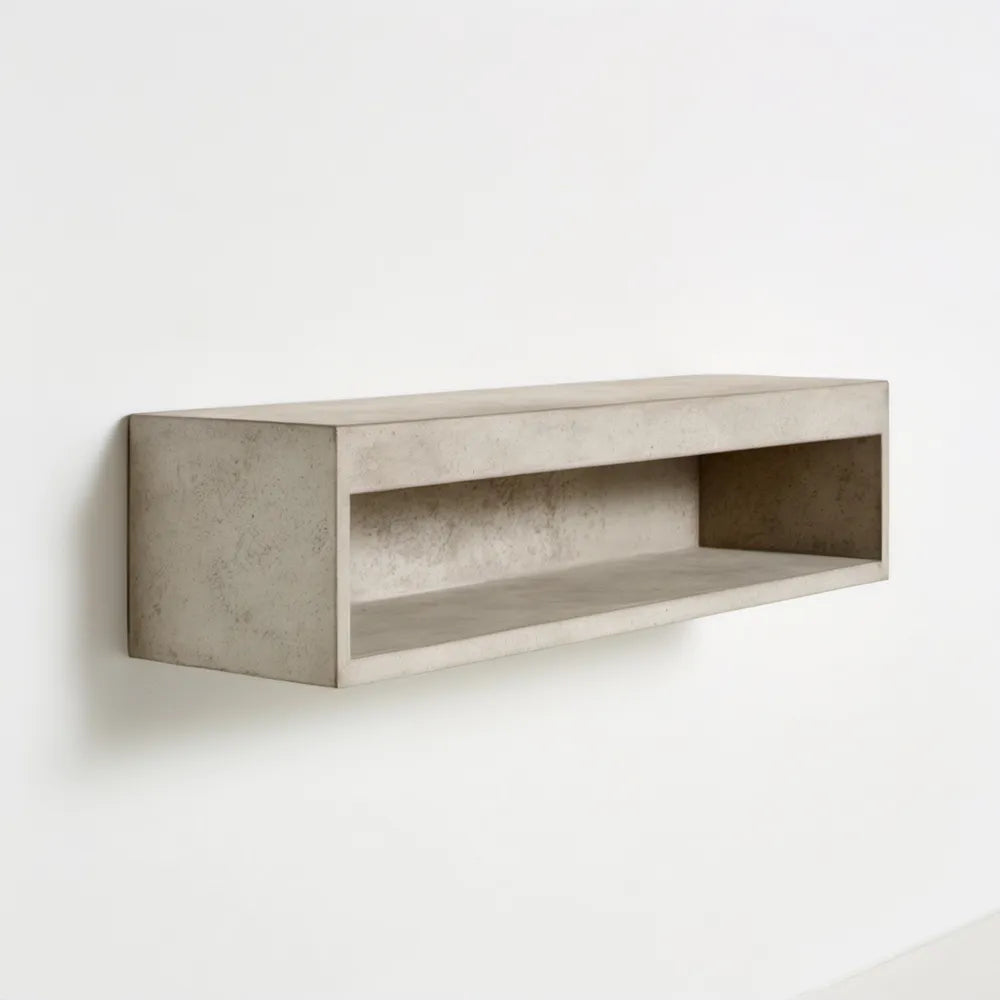 Wisząca szafka RTV z MDF w dekorze jasnego betonu, 120 x 30 x 30 cm
