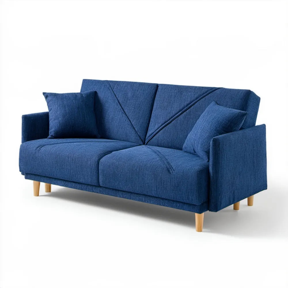 Granatowa sofa dwuosobowa z tapicerką poliestrową, 160 x 88 x 85 cm