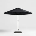 Czarny ośmiokątny parasol ogrodowy 300 cm z poliestru, stalowym stelażem i podstawą