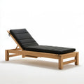 Regulowany leżak z drewna akacjowego z czarnym materacem 200 x 65 x 30 cm