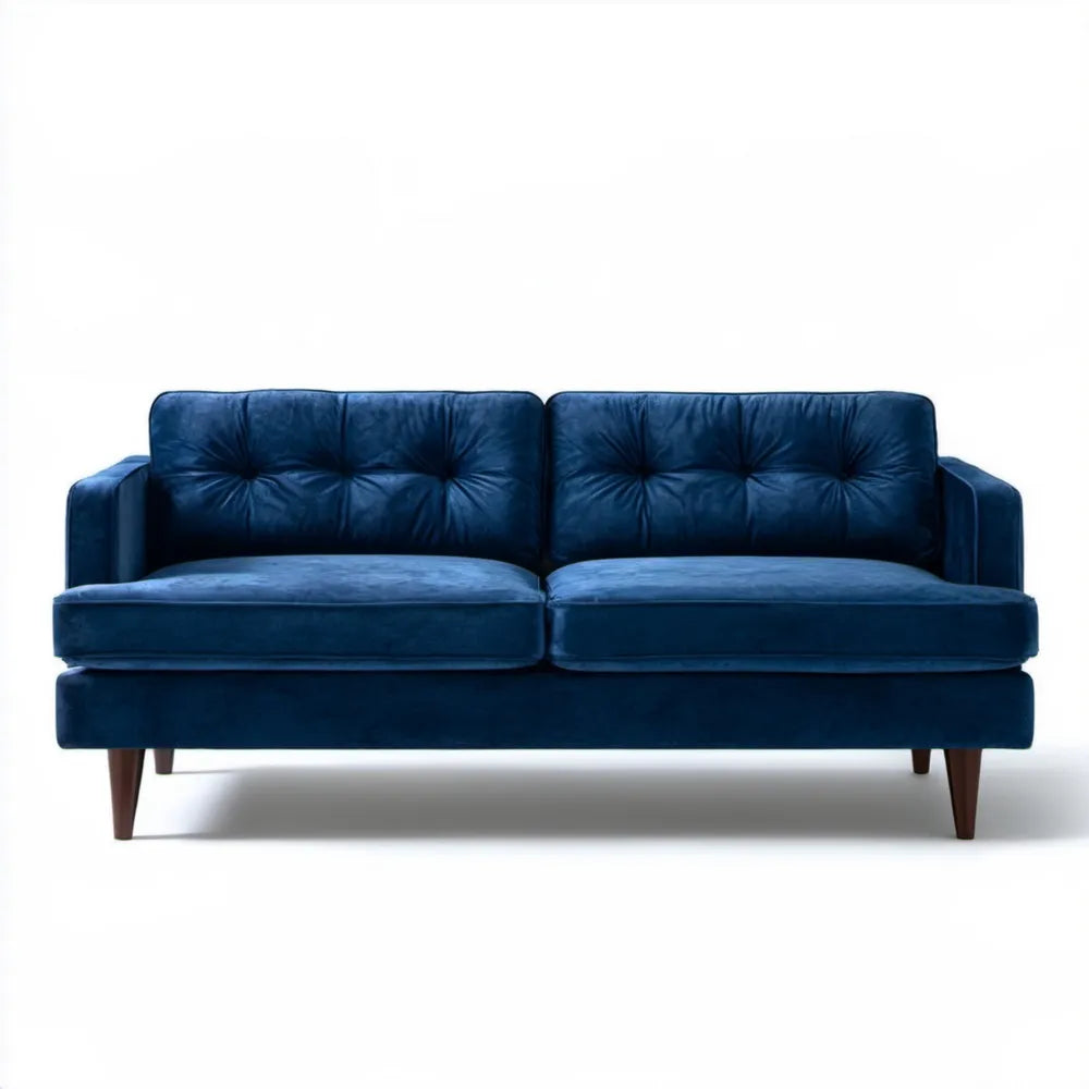 Dwuosobowa sofa z weluru poliestrowego, granatowa, 180 × 85 × 82 cm