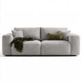 Jasnoszara sofa dwuosobowa z tapicerką poliestrową 200 x 95 x 85 cm