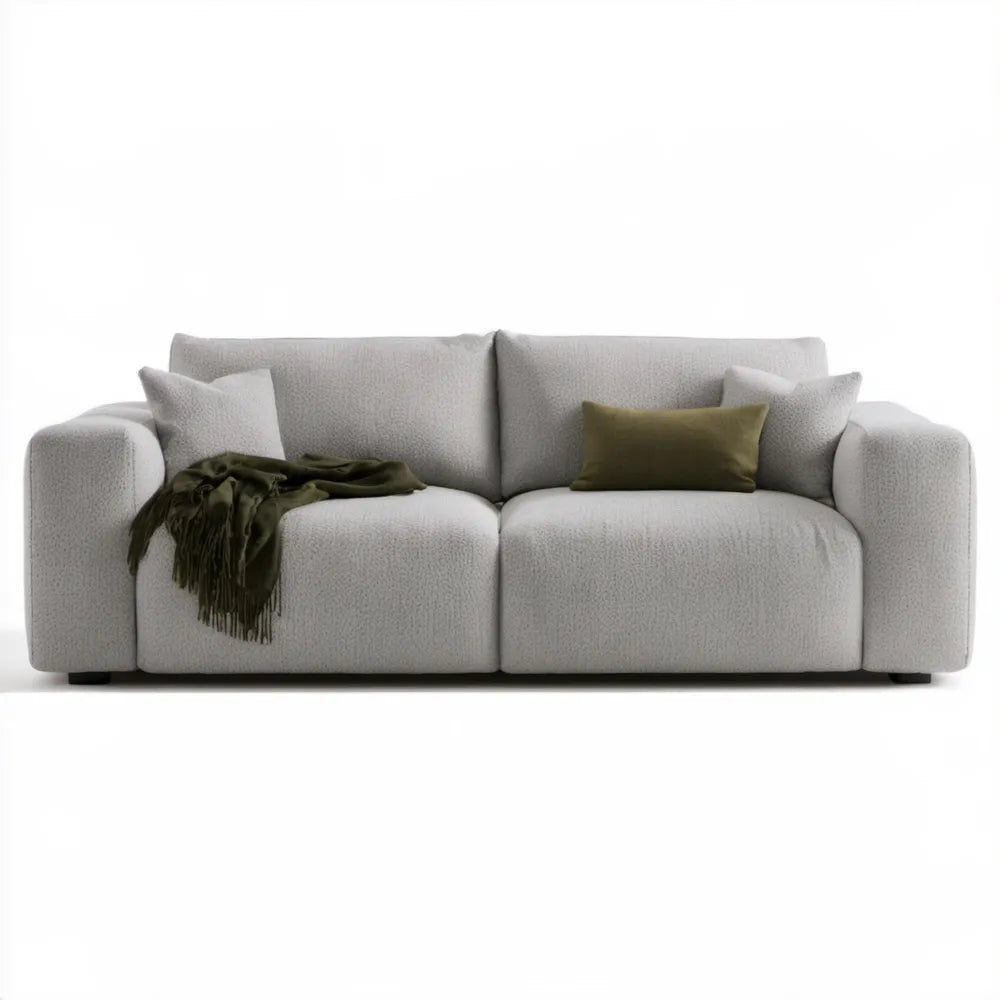 Jasnoszara sofa dwuosobowa z tapicerką poliestrową 200 x 95 x 85 cm