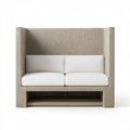 Dwuosobowa sofa ogrodowa z technorattanu beżowo-kremowa 160 × 85 × 180 cm