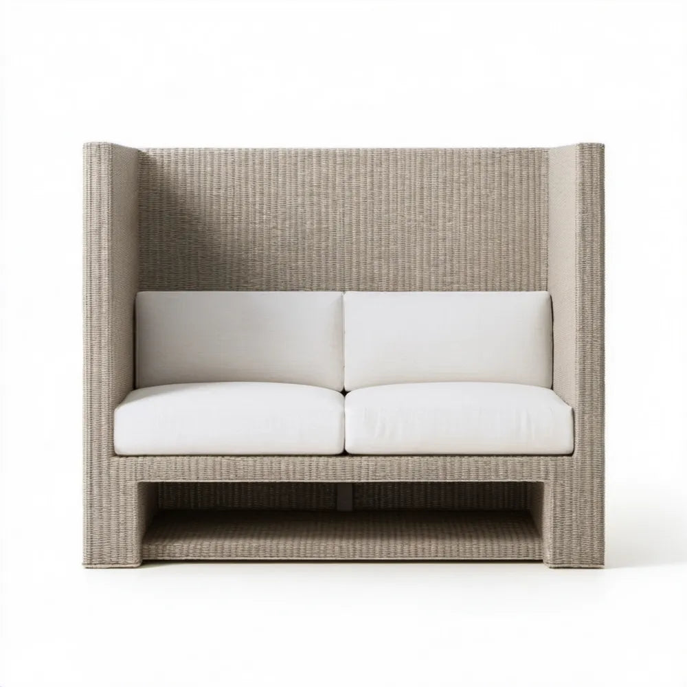 Dwuosobowa sofa ogrodowa z technorattanu beżowo-kremowa 160 × 85 × 180 cm